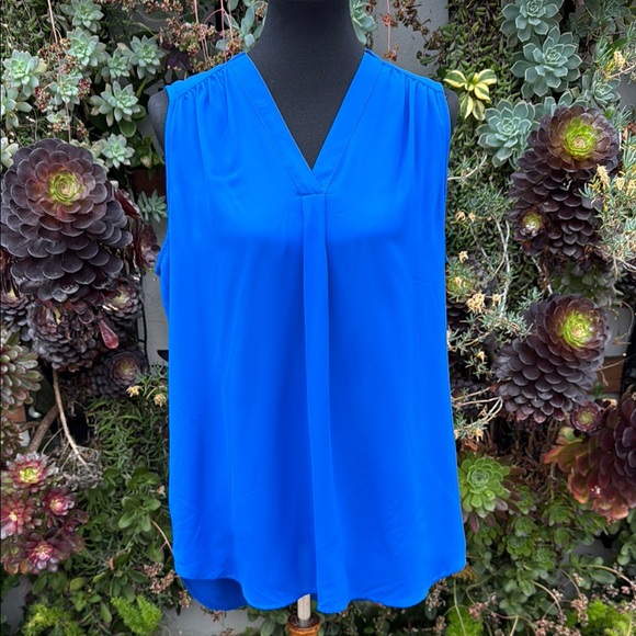 Pleione Tops - Pleione Blue Sleeveless Relaxed Blouse
